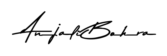A stylish, flowing autograph style designed for name Anjali Bohra using Asem Kandis PERSONAL USE typography. Perfect for digital creative projects. Anjali Bohra signature style 9 images and pictures png