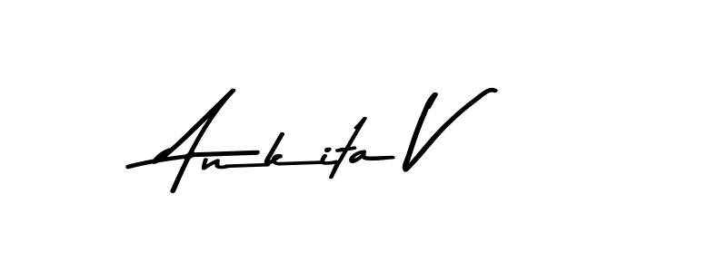 How to make Ankita V name signature. Use Asem Kandis PERSONAL USE style for creating short signs online. This is the latest handwritten sign. Ankita V signature style 9 images and pictures png