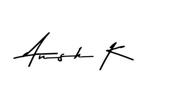 How to make Ansh K name signature. Use Asem Kandis PERSONAL USE style for creating short signs online. This is the latest handwritten sign. Ansh K signature style 9 images and pictures png