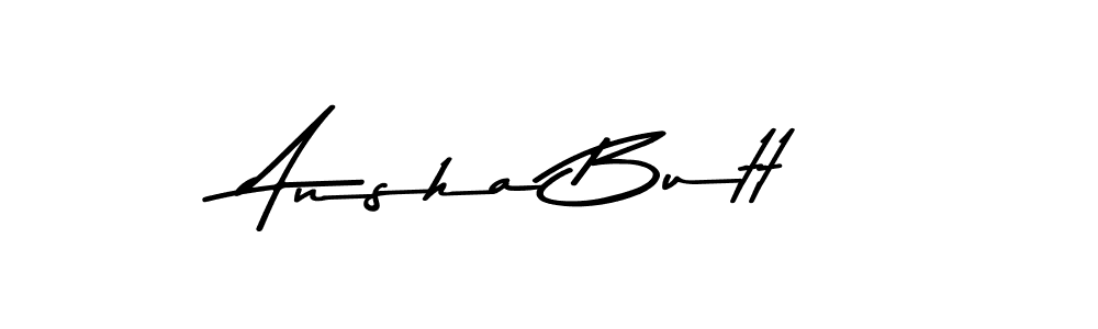 How to make Ansha Butt name signature. Use Asem Kandis PERSONAL USE style for creating short signs online. This is the latest handwritten sign. Ansha Butt signature style 9 images and pictures png