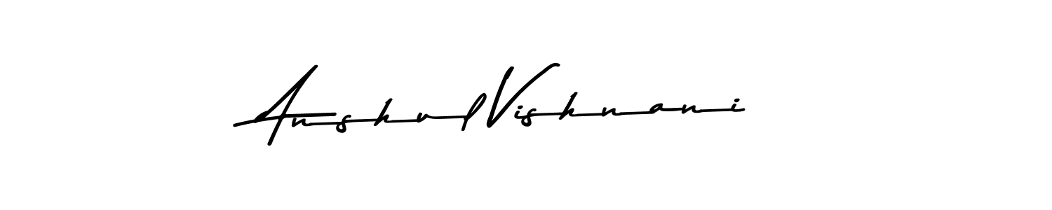 Make a beautiful signature design for name Anshul Vishnani. With this signature (Asem Kandis PERSONAL USE) style, you can create a handwritten signature for free. Anshul Vishnani signature style 9 images and pictures png