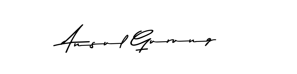 How to make Ansul Gurung name signature. Use Asem Kandis PERSONAL USE style for creating short signs online. This is the latest handwritten sign. Ansul Gurung signature style 9 images and pictures png