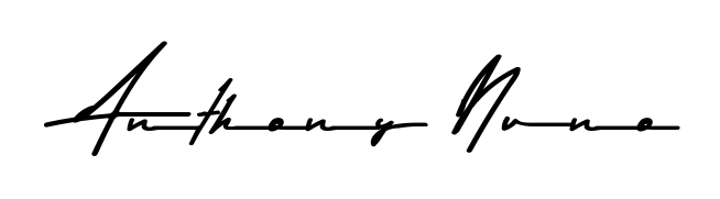 Create your official email sign-off with Anthony Nuno name in Asem Kandis PERSONAL USE style. Crisp, clean, and perfectly legible across all screens. Anthony Nuno signature style 9 images and pictures png
