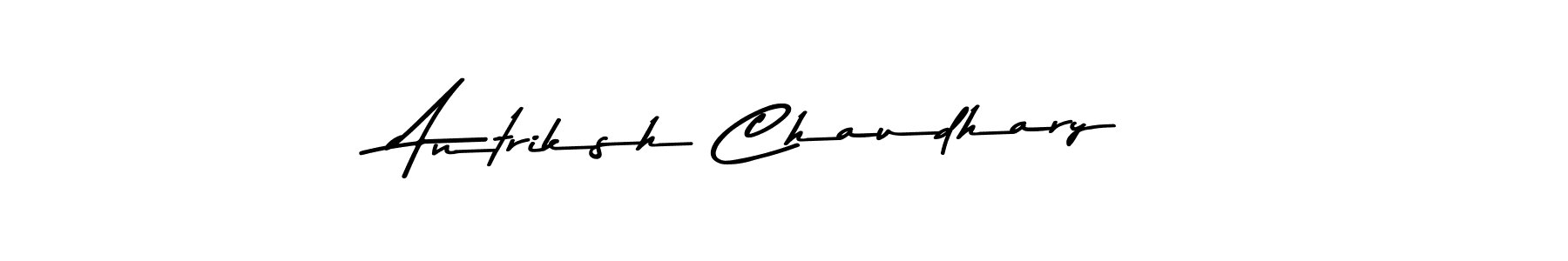 How to make Antriksh Chaudhary name signature. Use Asem Kandis PERSONAL USE style for creating short signs online. This is the latest handwritten sign. Antriksh Chaudhary signature style 9 images and pictures png