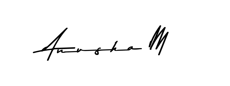 How to make Anusha M name signature. Use Asem Kandis PERSONAL USE style for creating short signs online. This is the latest handwritten sign. Anusha M signature style 9 images and pictures png