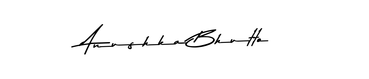 How to make Anushka Bhutto name signature. Use Asem Kandis PERSONAL USE style for creating short signs online. This is the latest handwritten sign. Anushka Bhutto signature style 9 images and pictures png