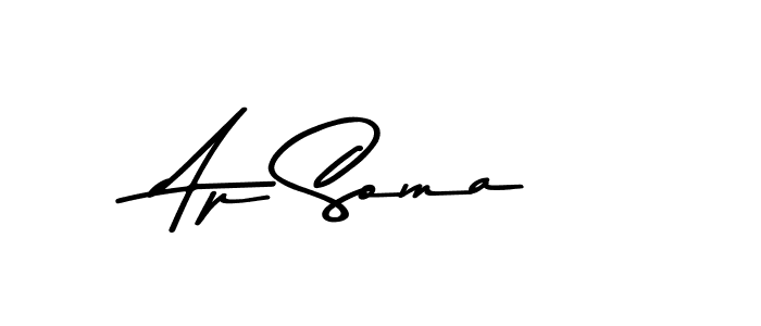 How to make Ap Soma name signature. Use Asem Kandis PERSONAL USE style for creating short signs online. This is the latest handwritten sign. Ap Soma signature style 9 images and pictures png