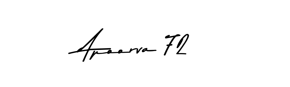 How to make Apoorva 72 name signature. Use Asem Kandis PERSONAL USE style for creating short signs online. This is the latest handwritten sign. Apoorva 72 signature style 9 images and pictures png