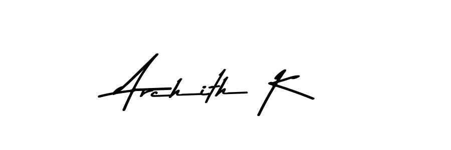 if you are searching for the best signature style for your name Archith K. so please give up your signature search. here we have designed multiple signature styles  using Asem Kandis PERSONAL USE. Archith K signature style 9 images and pictures png