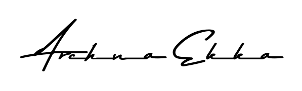 Personalize your online presence with Archna Ekka signature rendered in elegant Asem Kandis PERSONAL USE font. Great for website footers and blogs. Archna Ekka signature style 9 images and pictures png