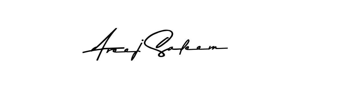 You can use this online signature creator to create a handwritten signature for the name Areej Saleem. This is the best online autograph maker. Areej Saleem signature style 9 images and pictures png