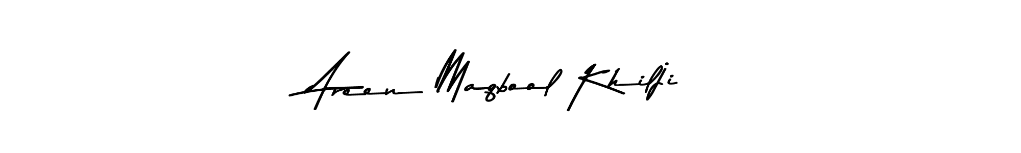How to make Areen Maqbool Khilji name signature. Use Asem Kandis PERSONAL USE style for creating short signs online. This is the latest handwritten sign. Areen Maqbool Khilji signature style 9 images and pictures png