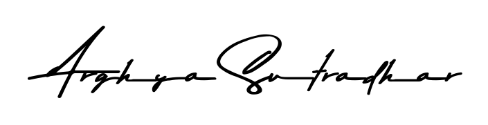 The Asem Kandis PERSONAL USE typeface gives name Arghya Sutradhar a refined look. Suitable for certificates, diplomas, and official verification. Arghya Sutradhar signature style 9 images and pictures png