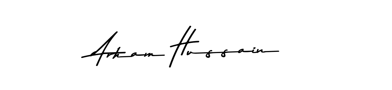 How to make Arham Hussain name signature. Use Asem Kandis PERSONAL USE style for creating short signs online. This is the latest handwritten sign. Arham Hussain signature style 9 images and pictures png