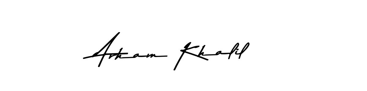 This is the best signature style for the Arham Khalil name. Also you like these signature font (Asem Kandis PERSONAL USE). Mix name signature. Arham Khalil signature style 9 images and pictures png
