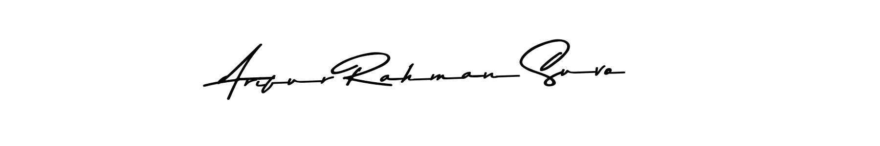 The best way (Asem Kandis PERSONAL USE) to make a short signature is to pick only two or three words in your name. The name Arifur Rahman Suvo include a total of six letters. For converting this name. Arifur Rahman Suvo signature style 9 images and pictures png