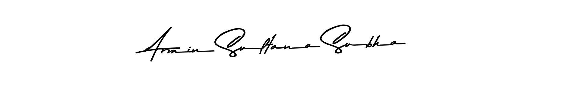 How to make Armin Sultana Subha name signature. Use Asem Kandis PERSONAL USE style for creating short signs online. This is the latest handwritten sign. Armin Sultana Subha signature style 9 images and pictures png