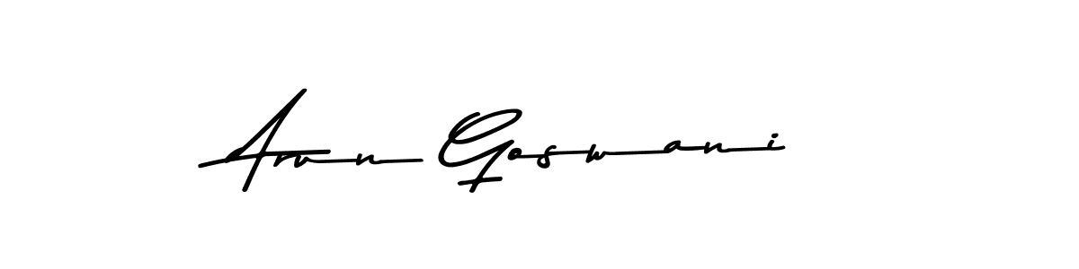 Create a beautiful signature design for name Arun Goswani. With this signature (Asem Kandis PERSONAL USE) fonts, you can make a handwritten signature for free. Arun Goswani signature style 9 images and pictures png