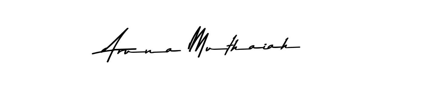 if you are searching for the best signature style for your name Aruna Muthaiah. so please give up your signature search. here we have designed multiple signature styles  using Asem Kandis PERSONAL USE. Aruna Muthaiah signature style 9 images and pictures png