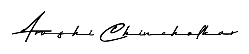 A stylish, flowing autograph style designed for name Arushi Chincholkar using Asem Kandis PERSONAL USE typography. Perfect for digital creative projects. Arushi Chincholkar signature style 9 images and pictures png
