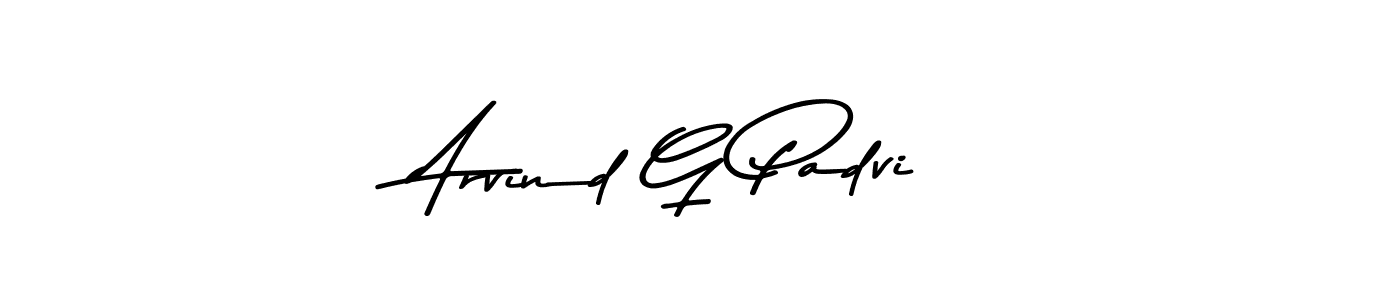 How to make Arvind G Padvi name signature. Use Asem Kandis PERSONAL USE style for creating short signs online. This is the latest handwritten sign. Arvind G Padvi signature style 9 images and pictures png