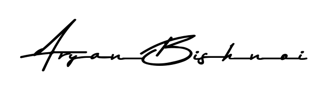Discover how Aryan Bishnoi looks in an executive cursive font (Asem Kandis PERSONAL USE). Perfect for legal documents, invoices, and certificates. Aryan Bishnoi signature style 9 images and pictures png