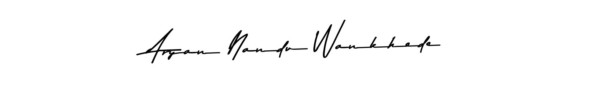 How to make Aryan Nandu Wankhede name signature. Use Asem Kandis PERSONAL USE style for creating short signs online. This is the latest handwritten sign. Aryan Nandu Wankhede signature style 9 images and pictures png