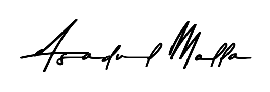 Create your official email sign-off with Asadul Molla name in Asem Kandis PERSONAL USE style. Crisp, clean, and perfectly legible across all screens. Asadul Molla signature style 9 images and pictures png