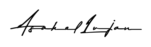 Get inspired by this graceful Asem Kandis PERSONAL USE signature style for name Asahel Lujan. Smooth loops and balanced proportions for everyday use. Asahel Lujan signature style 9 images and pictures png