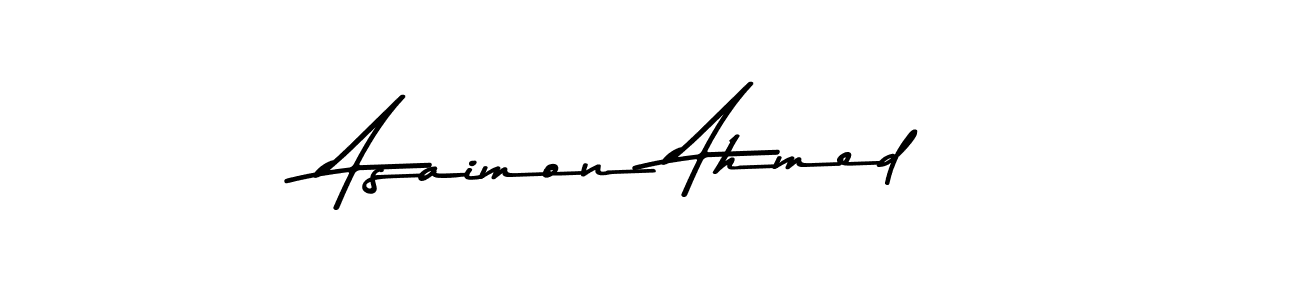 if you are searching for the best signature style for your name Asaimon Ahmed. so please give up your signature search. here we have designed multiple signature styles  using Asem Kandis PERSONAL USE. Asaimon Ahmed signature style 9 images and pictures png