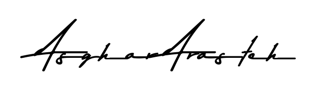 The Asem Kandis PERSONAL USE font transforms the name Asghar Arasteh into an executive sign with sharp precision and distinguished character. Asghar Arasteh signature style 9 images and pictures png