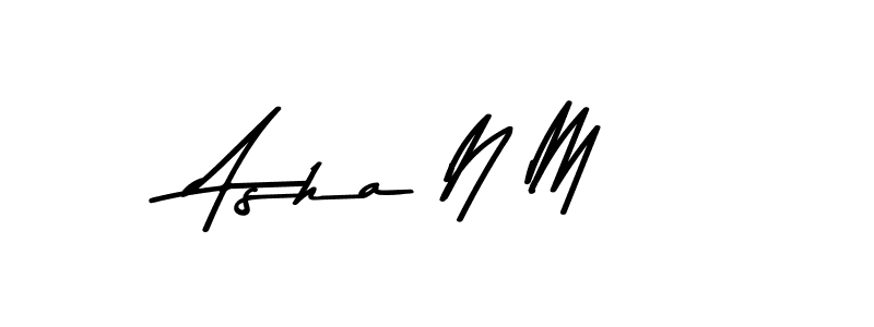 How to make Asha N M name signature. Use Asem Kandis PERSONAL USE style for creating short signs online. This is the latest handwritten sign. Asha N M signature style 9 images and pictures png