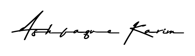 A dynamic signature style for Ashfaque Karim using Asem Kandis PERSONAL USE script. Designed to look authentic, handwritten, and professional. Ashfaque Karim signature style 9 images and pictures png