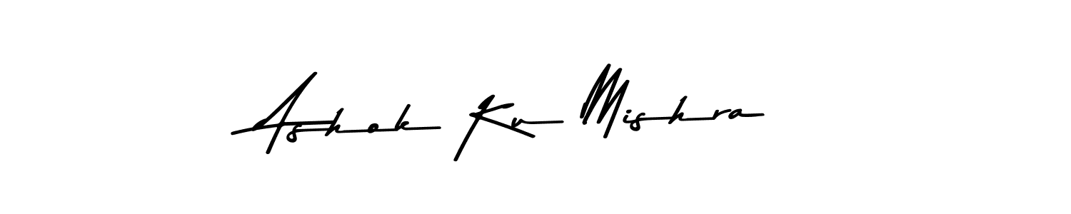 How to make Ashok Ku Mishra name signature. Use Asem Kandis PERSONAL USE style for creating short signs online. This is the latest handwritten sign. Ashok Ku Mishra signature style 9 images and pictures png