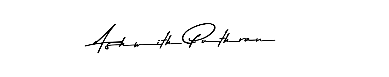 How to make Ashwith Puthran name signature. Use Asem Kandis PERSONAL USE style for creating short signs online. This is the latest handwritten sign. Ashwith Puthran signature style 9 images and pictures png