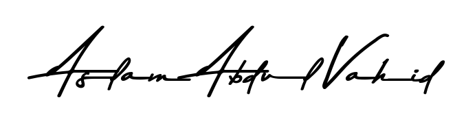 Try this chic Aslam Abdul Vahid handwritten sign style. Using Asem Kandis PERSONAL USE font elements, it gives your name a sleek, memorable identity. Aslam Abdul Vahid signature style 9 images and pictures png