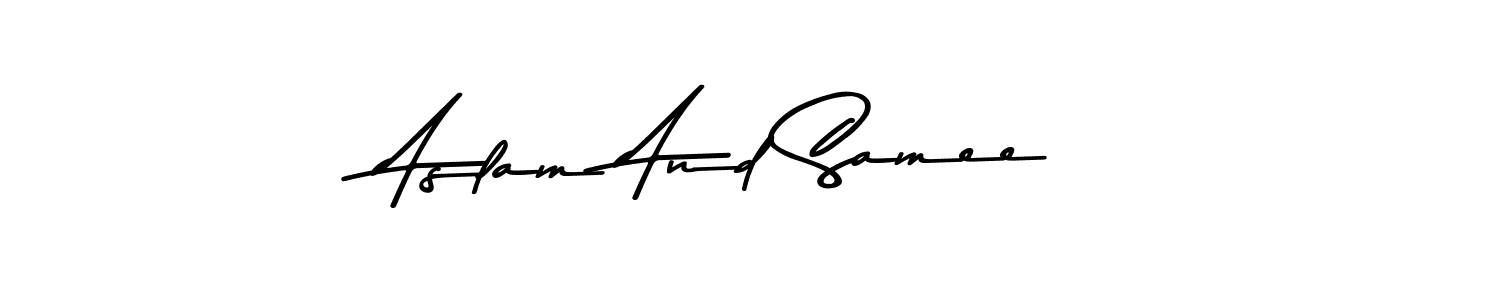 You can use this online signature creator to create a handwritten signature for the name Aslam And Samee. This is the best online autograph maker. Aslam And Samee signature style 9 images and pictures png