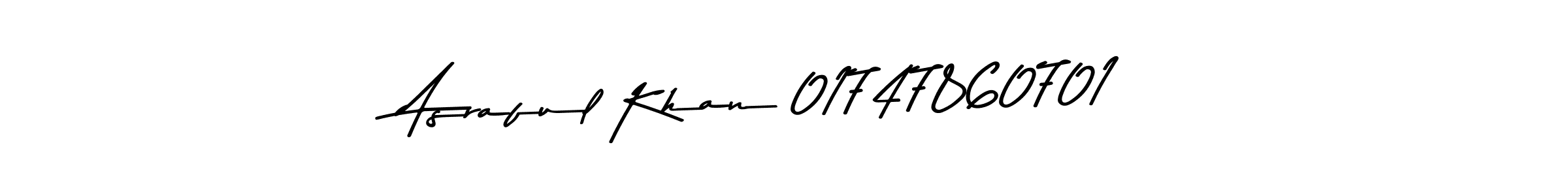 Use a signature maker to create a handwritten signature online. With this signature software, you can design (Asem Kandis PERSONAL USE) your own signature for name Asraful Khan 01747860701. Asraful Khan 01747860701 signature style 9 images and pictures png