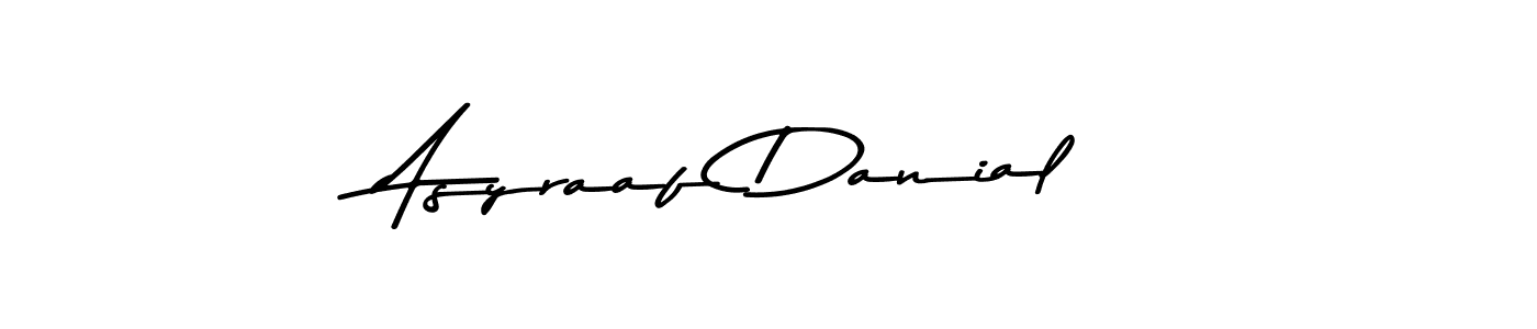 How to make Asyraaf Danial name signature. Use Asem Kandis PERSONAL USE style for creating short signs online. This is the latest handwritten sign. Asyraaf Danial signature style 9 images and pictures png