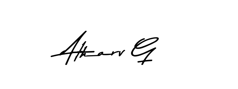 How to make Atharv G name signature. Use Asem Kandis PERSONAL USE style for creating short signs online. This is the latest handwritten sign. Atharv G signature style 9 images and pictures png
