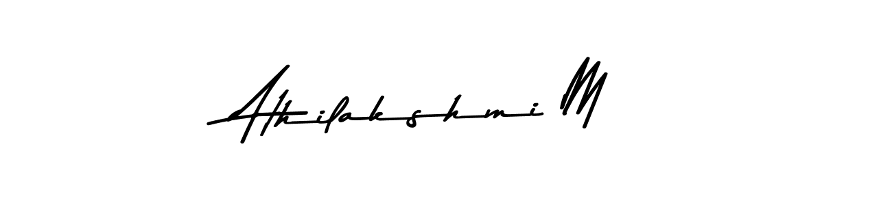 Create a beautiful signature design for name Athilakshmi M. With this signature (Asem Kandis PERSONAL USE) fonts, you can make a handwritten signature for free. Athilakshmi M signature style 9 images and pictures png