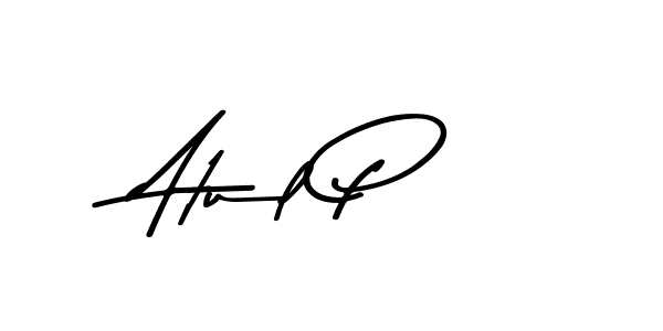 How to make Atul P name signature. Use Asem Kandis PERSONAL USE style for creating short signs online. This is the latest handwritten sign. Atul P signature style 9 images and pictures png