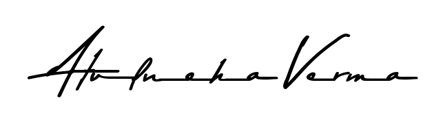 Designed for modern professionals: Atulneha Verma name signature crafted with Asem Kandis PERSONAL USE script. Ready for digital PDF workflows. Atulneha Verma signature style 9 images and pictures png