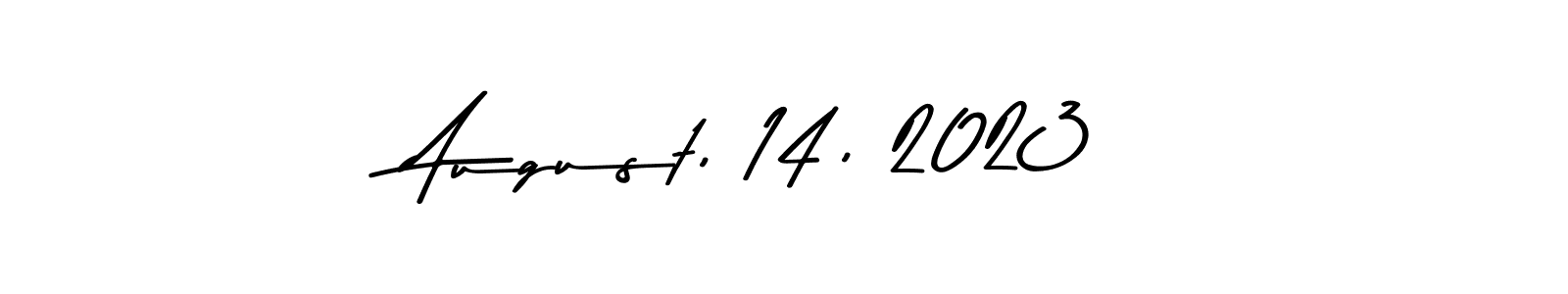 The best way (Asem Kandis PERSONAL USE) to make a short signature is to pick only two or three words in your name. The name August, 14, 2023 include a total of six letters. For converting this name. August, 14, 2023 signature style 9 images and pictures png