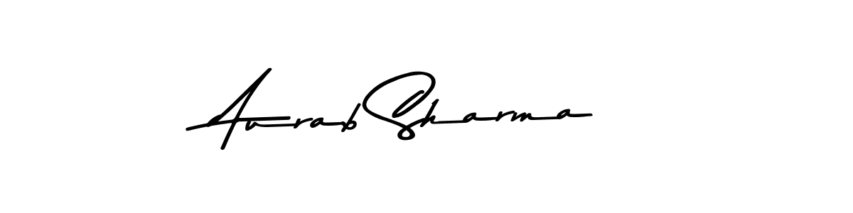 How to make Aurab Sharma name signature. Use Asem Kandis PERSONAL USE style for creating short signs online. This is the latest handwritten sign. Aurab Sharma signature style 9 images and pictures png