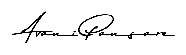 Discover how Avani Pansare looks in an executive cursive font (Asem Kandis PERSONAL USE). Perfect for legal documents, invoices, and certificates. Avani Pansare signature style 9 images and pictures png