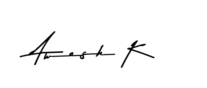 How to make Awesh K name signature. Use Asem Kandis PERSONAL USE style for creating short signs online. This is the latest handwritten sign. Awesh K signature style 9 images and pictures png