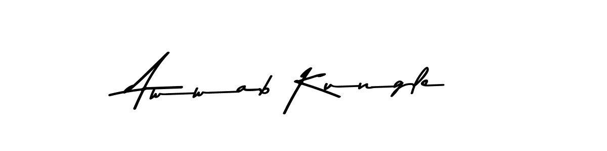 How to make Awwab Kungle name signature. Use Asem Kandis PERSONAL USE style for creating short signs online. This is the latest handwritten sign. Awwab Kungle signature style 9 images and pictures png
