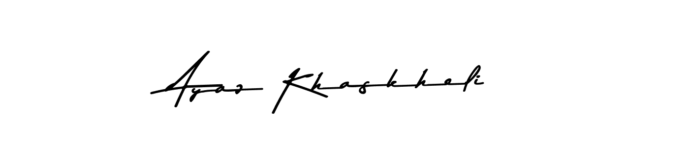 How to make Ayaz Khaskheli name signature. Use Asem Kandis PERSONAL USE style for creating short signs online. This is the latest handwritten sign. Ayaz Khaskheli signature style 9 images and pictures png