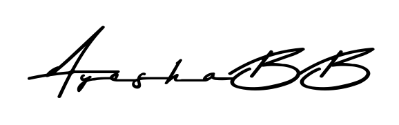 Express your personality with a custom Ayesha B B signature crafted with Asem Kandis PERSONAL USE typography. Free transparent PNG download available. Ayesha B B signature style 9 images and pictures png